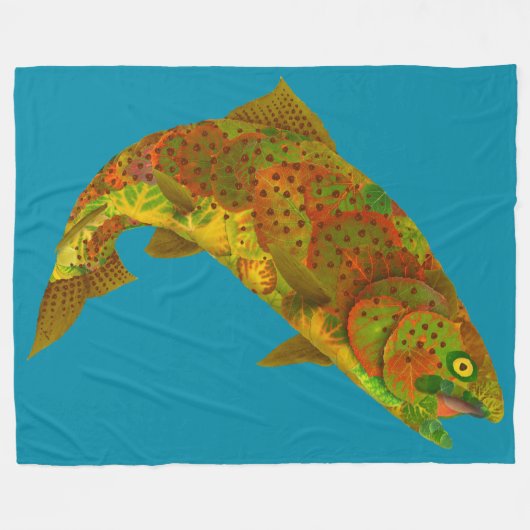 Rainboogforel 6 van Aspen Leaf Fleece Deken (Voorkant (Horizontaal))