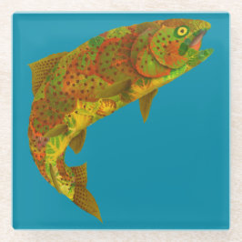 Rainboogforel 6 van Aspen Leaf Glazen Onderzetter