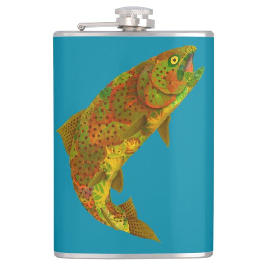 Rainboogforel 6 van Aspen Leaf Heupfles (Voorkant)