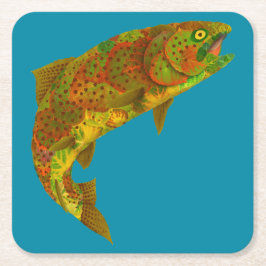 Rainboogforel 6 van Aspen Leaf Kartonnen Onderzetters