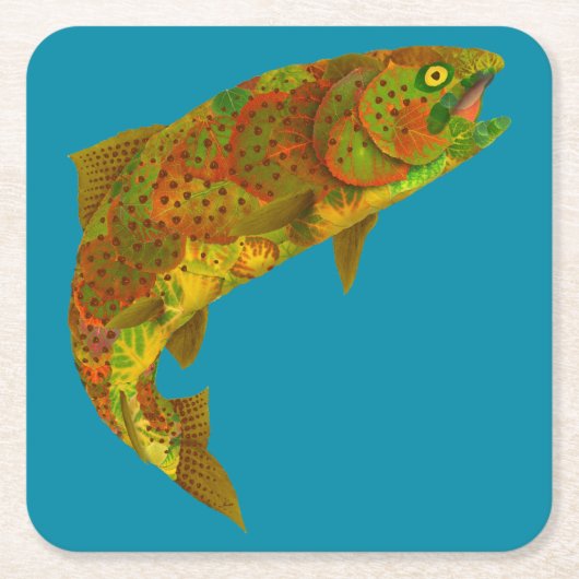 Rainboogforel 6 van Aspen Leaf Kartonnen Onderzetters (Voorkant)