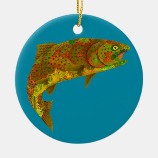 Rainboogforel 6 van Aspen Leaf Keramisch Ornament (Voorkant)