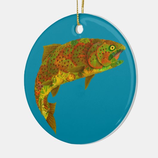 Rainboogforel 6 van Aspen Leaf Keramisch Ornament (Links)
