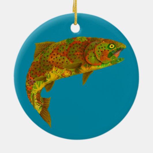 Rainboogforel 6 van Aspen Leaf Keramisch Ornament (Achterkant)
