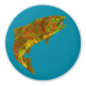 Rainboogforel 6 van Aspen Leaf Keramische Knop (Voorkant)