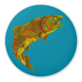 Rainboogforel 6 van Aspen Leaf Keramische Knop