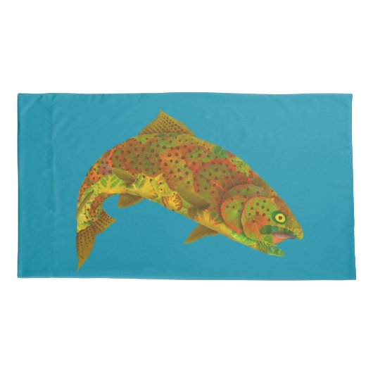 Rainboogforel 6 van Aspen Leaf Kussensloop (Achterkant-Links)