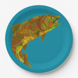 Rainboogforel 6 van Aspen Leaf Papieren Bordje