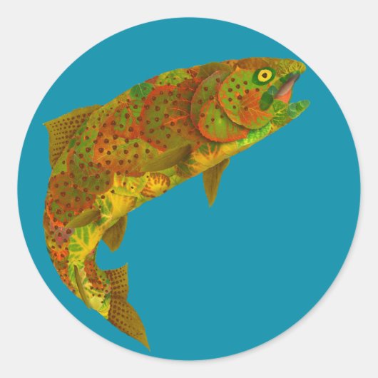 Rainboogforel 6 van Aspen Leaf Ronde Sticker (Voorkant)