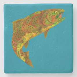 Rainboogforel 6 van Aspen Leaf Stenen Onderzetter