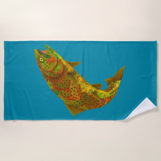 Rainboogforel 6 van Aspen Leaf Strandlaken (Voorkant)