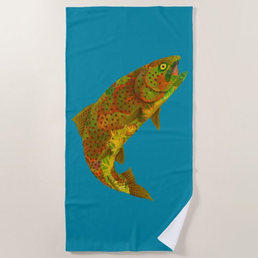 Rainboogforel 6 van Aspen Leaf Strandlaken (Voorkant)