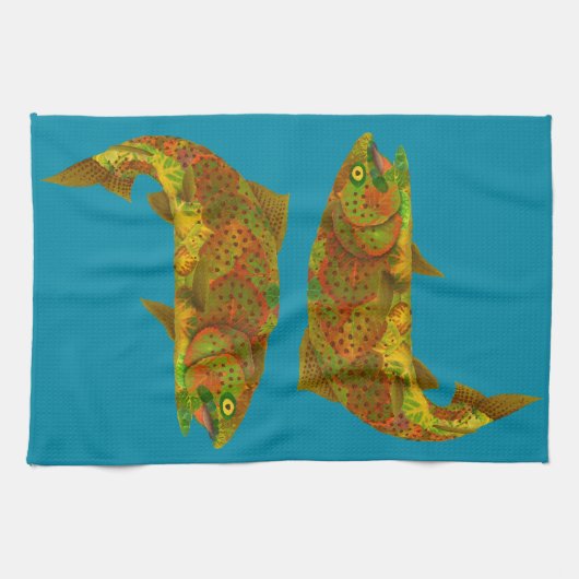 Rainboogforel 6 van Aspen Leaf Theedoek (Horizontaal)