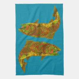 Rainboogforel 6 van Aspen Leaf Theedoek