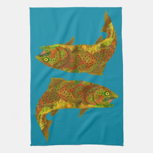 Rainboogforel 6 van Aspen Leaf Theedoek (Verticaal)