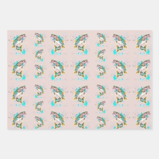 Rainboogforel Paarse papierplaten voor het ompakke Inpakpapier Vel (Voorkant 2)