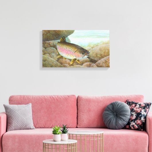 Rainboogforel schilderen canvas afdruk (Insitu (Woonkamer))