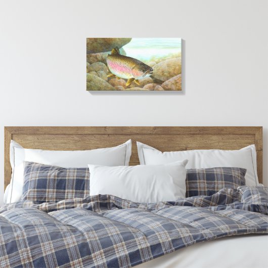 Rainboogforel schilderen canvas afdruk (Insitu (Slaapkamer))