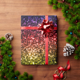 Rainbooggeel rood paars glitter sparkles v2 cadeaupapier
