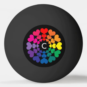 Rainbooggekleurde Valentijn Harten in cirkelvormig Pingpongbal