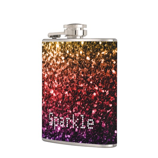 Rainbooggele rode paarse sparken Personaliseren Heupfles (Links)