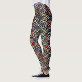 Rainbooggeometrische pinwielpatroon op zwart leggings (Links)