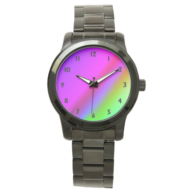 Rainbooggezicht met zwarte cijfers horloge (Voorkant)