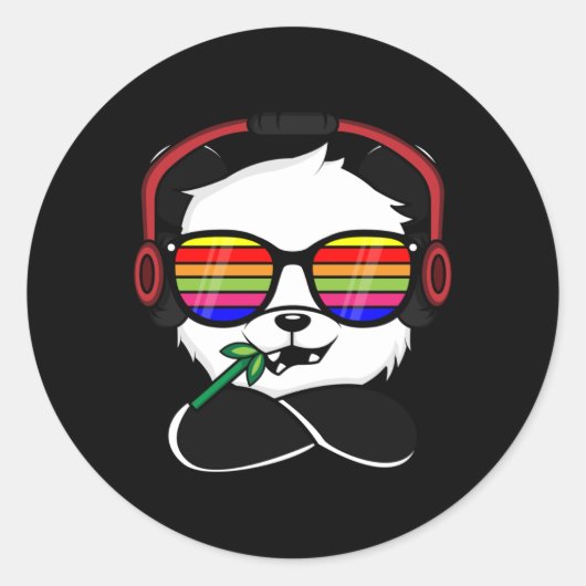 Rainboogglazen koelen uit de panda - hoofdtelefoon ronde sticker (Voorkant)