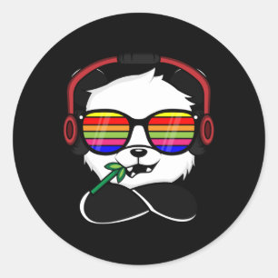 Rainboogglazen koelen uit de panda - hoofdtelefoon ronde sticker