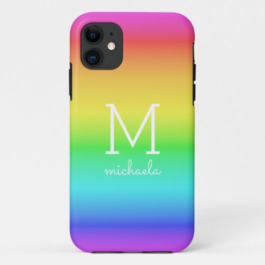Rainbooggradiënt aangepaste monogram telefoongeval Case-Mate iPhone case (Achterkant)