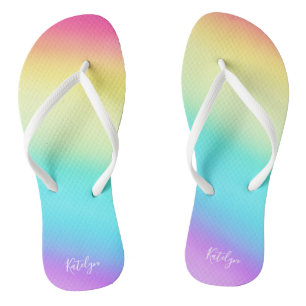 Rainbooggradiënt Gay Pride Parade Chic Monogram Teenslippers