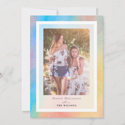 Rainbooggradiënt kerstfeestdag fotokaart kaart (Voorkant)