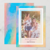 Rainbooggradiënt kerstfeestdag fotokaart kaart (Voorkant / Achterkant)