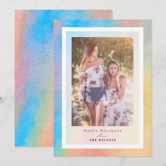 Rainbooggradiënt kerstfeestdag fotokaart kaart (Voorkant / Achterkant)