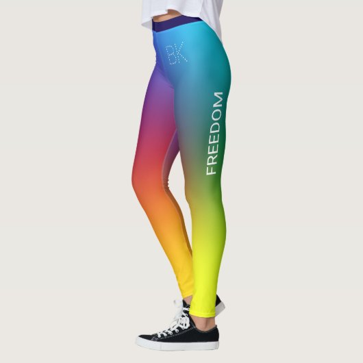 Rainbooggradiënt, vrijheid, monogram op maat leggings (Links)