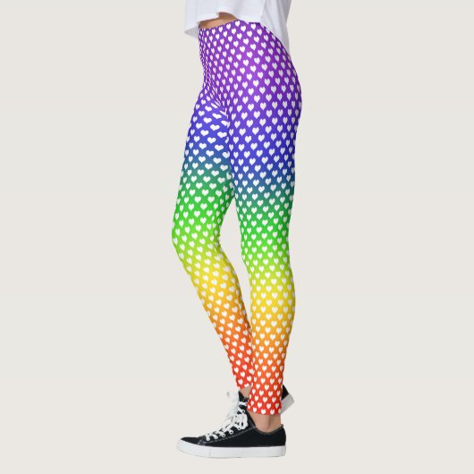 Rainbooggradiënt wit hartpatroon leggings (Links)