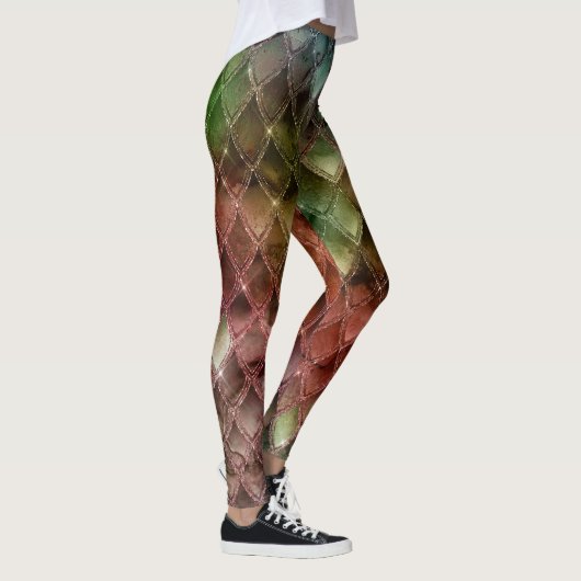 Rainbooggradiëntdrakenschalen Leggings (Rechts)