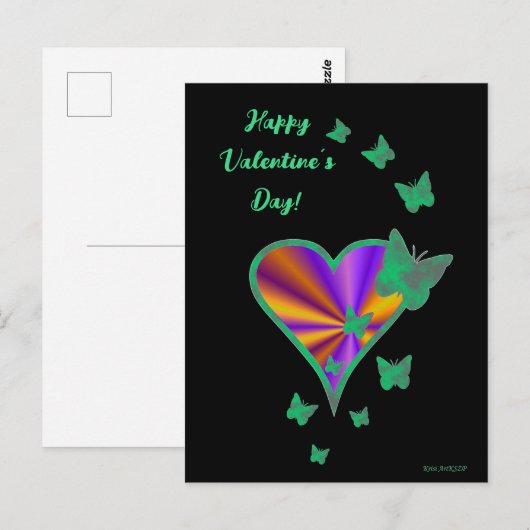 Rainbooghart en vlinder briefkaart (Voorkant / Achterkant)