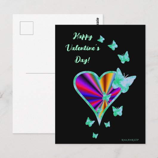 Rainbooghart en vlinder briefkaart (Voorkant / Achterkant)