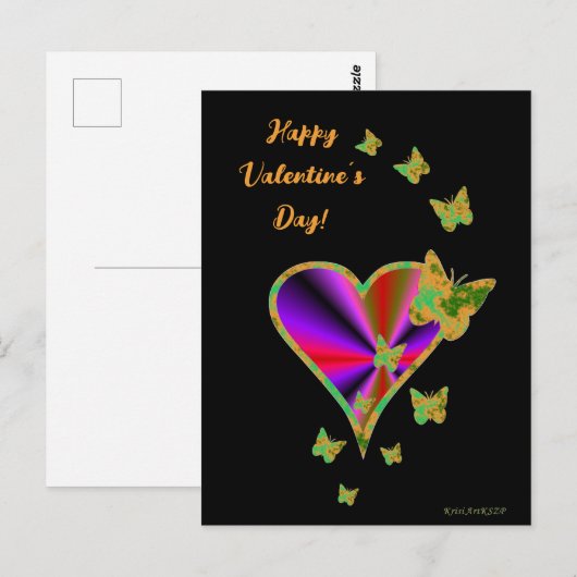 Rainbooghart en vlinder briefkaart (Voorkant / Achterkant)