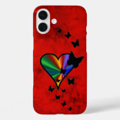 Rainbooghart en vlinder Case-Mate iPhone case (Achterkant)