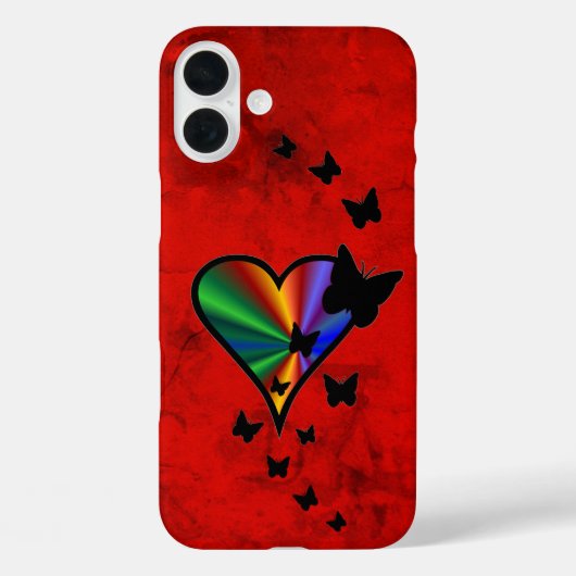Rainbooghart en vlinder Case-Mate iPhone case (Achterkant)