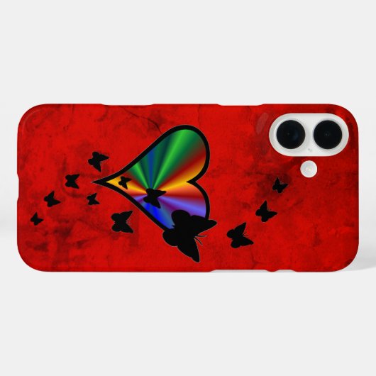 Rainbooghart en vlinder Case-Mate iPhone case (Achterkant (horizontaal))
