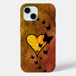 Rainbooghart en vlinder iPhone 15 case