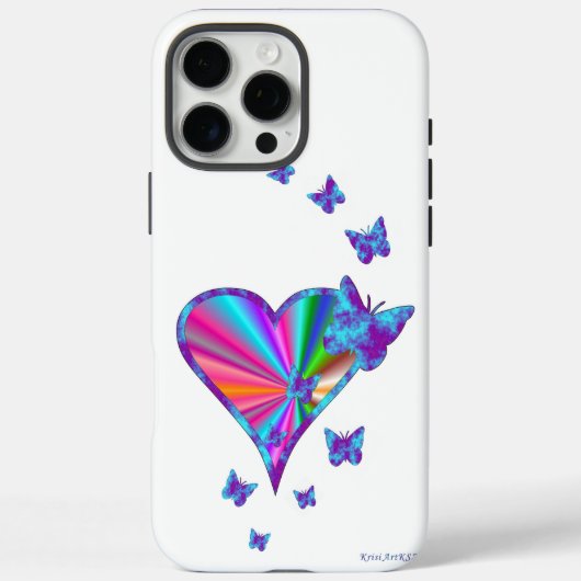 Rainbooghart en vlinder Case-Mate iPhone case (Achterkant)