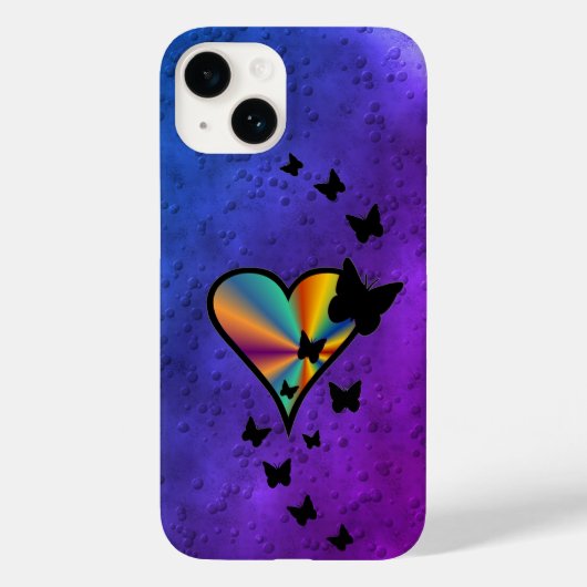 Rainbooghart en vlinder Case-Mate iPhone case (Achterkant)