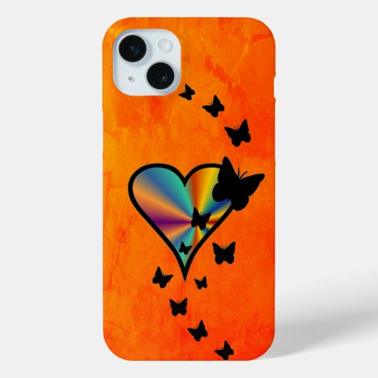 Rainbooghart en vlinder Case-Mate iPhone case (Achterkant)
