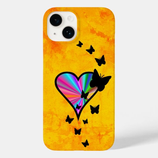Rainbooghart en vlinder Case-Mate iPhone case (Achterkant)