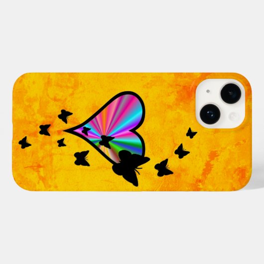 Rainbooghart en vlinder Case-Mate iPhone case (Achterkant (horizontaal))