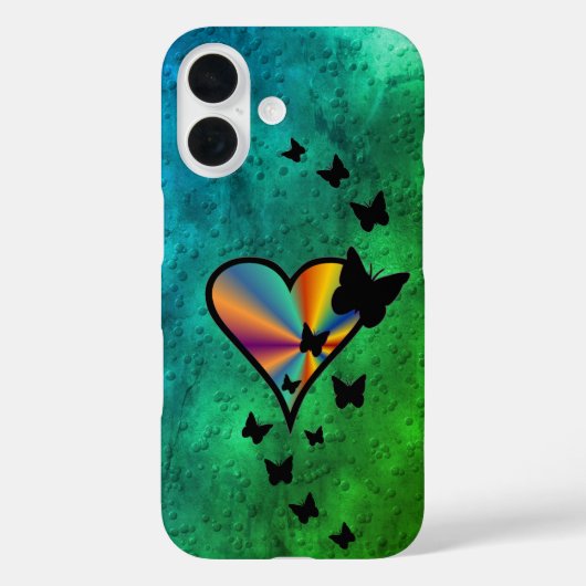 Rainbooghart en vlinder Case-Mate iPhone case (Achterkant)